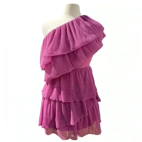 Endless Rose Tiered Tulle One Shoulder Polka Dot Mini Dress Size XS NWT - Picture 1 of 9